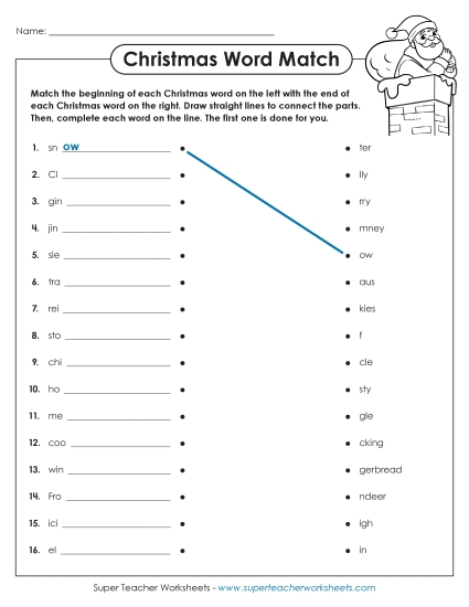 Christmas Word Puzzles - Christmas Match Word