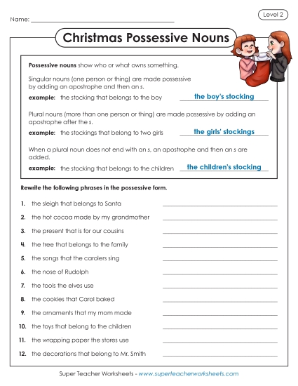 Grammar - Christmas Possessive Nouns (Advanced)