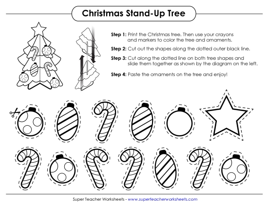 Cut, Color, Glue - Christmas Stand-up Tree Cut, Color, Glue - Christmas Stand-up Tree