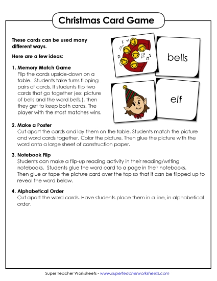Games & Learning Centers (Very Basic) - Christmas Word-Picture Card Sort 