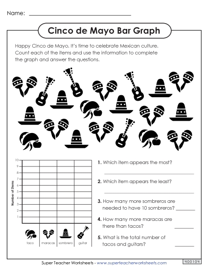 Worksheets - Cinco de Mayo Bar Graph Worksheets - Cinco de Mayo Bar Graph