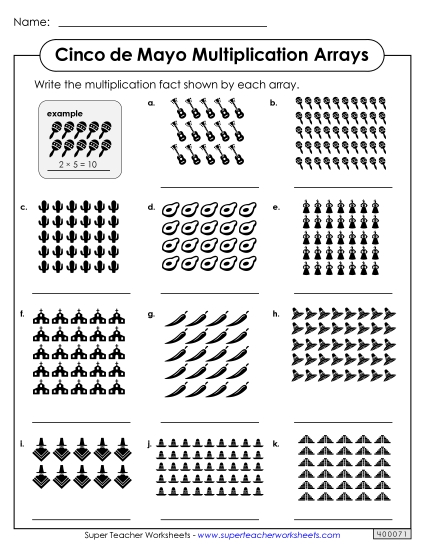 Worksheets - Cinco de Mayo Multiplication Arrays Worksheets - Cinco de Mayo Multiplication Arrays