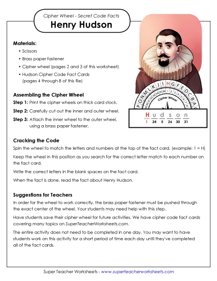 Henry Hudson - Cipher Wheel: Decode the Facts About Hudson
