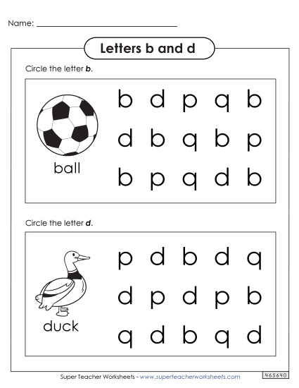 Letters b and d - Circle b and d Letters b and d - Circle b and d