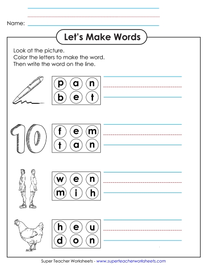 Worksheets - Circle the Letters & Write (-en)