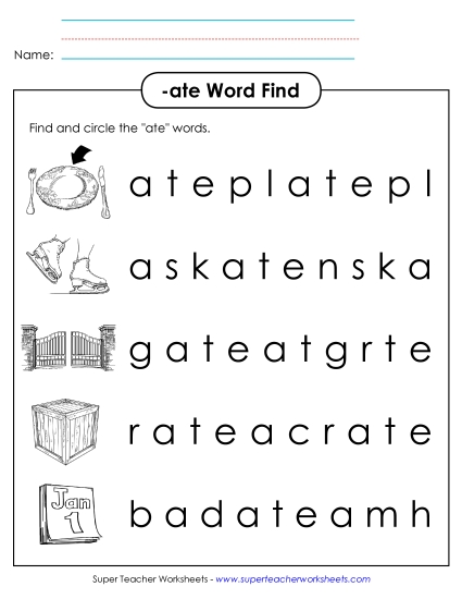 Worksheets - Circle the Word (-ate)
