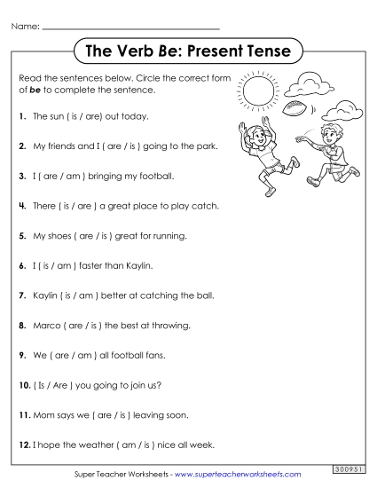 Present Tense - Circle the Word (Present Tense)