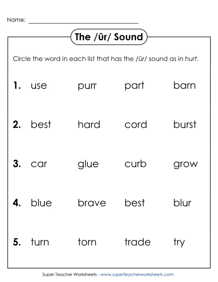 Worksheets - Circle the Word: /ûr/ Spelled <i>ur</i> Worksheets - Circle the Word: /ûr/ Spelled <i>ur</i>