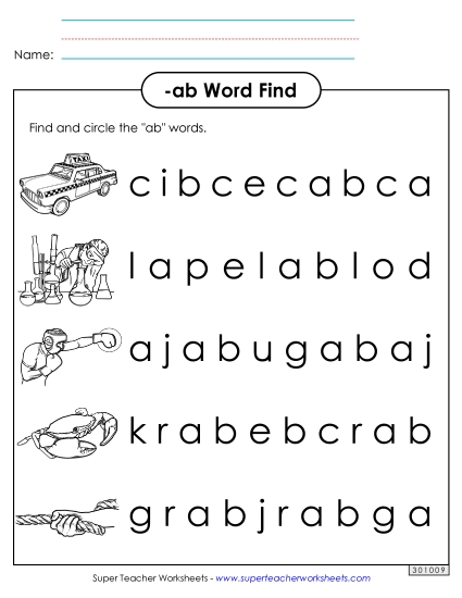 Worksheets - Circle the Words (-ab)