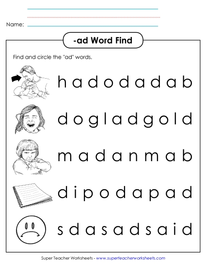 Worksheets - Circle the Words (-ad)