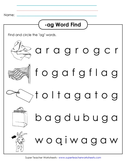 Worksheets - Circle the Words (-ag)