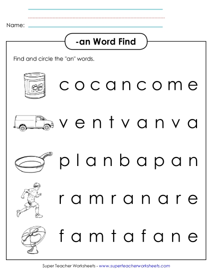 Worksheets - Circle the Words (-an)