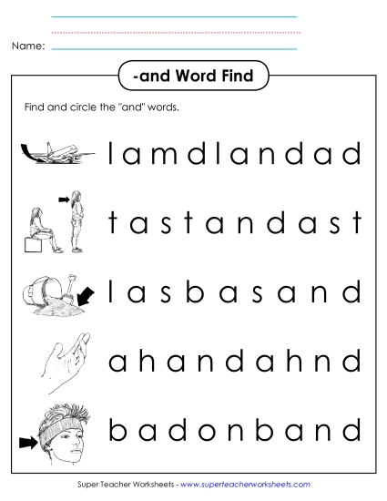 Worksheets - Circle the Words (-and)