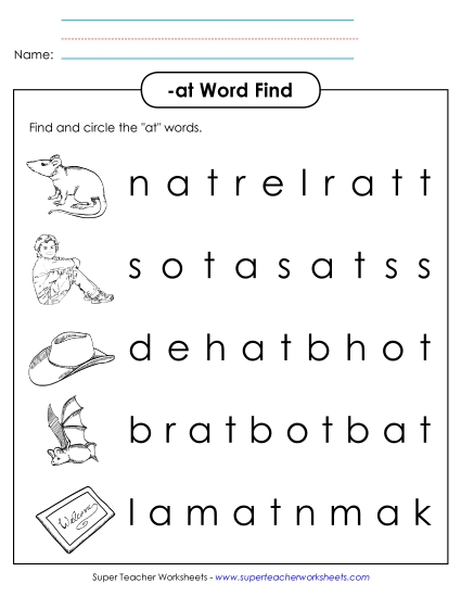 Worksheets - Circle the Words (-at)