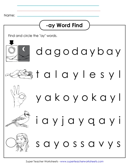 Worksheets - Circle the Words (-ay)