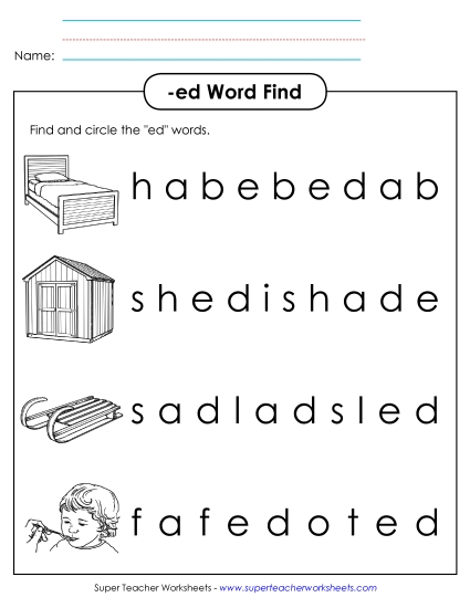 Worksheets - Circle the Words (-ed)