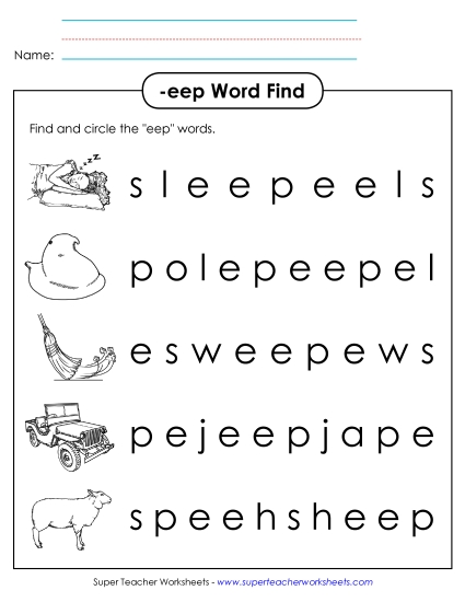 Worksheets - Circle the Words (-eep) Worksheets - Circle the Words (-eep)