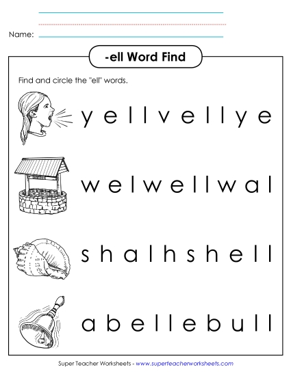 Worksheets - Circle the Words (-ell)