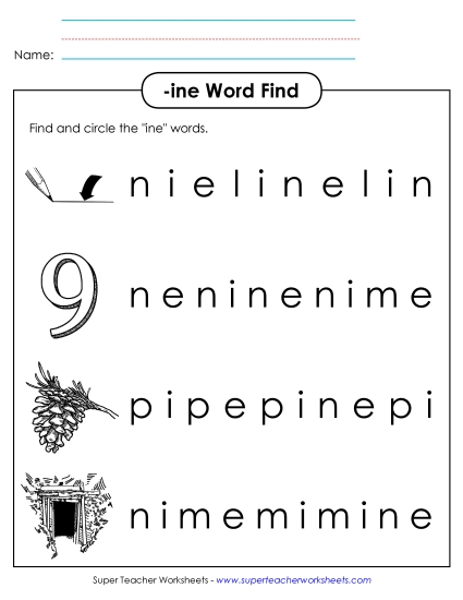 Worksheets - Circle the Words (-ine)