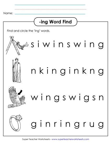 Worksheets - Circle the Words (-ing) Worksheets - Circle the Words (-ing)