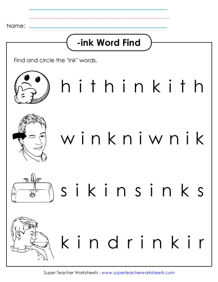 Worksheets - Circle the Words (-ink)