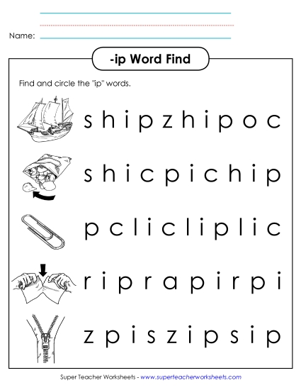 Worksheets - Circle the Words (-ip)