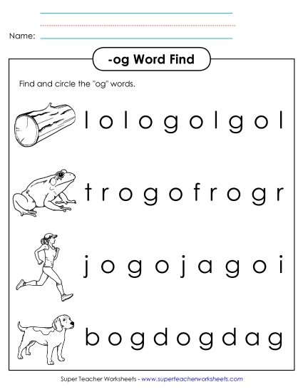 Worksheets - Circle the Words (-og) Worksheets - Circle the Words (-og)