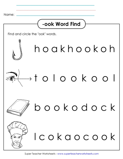 Worksheets - Circle the Words (-ook)