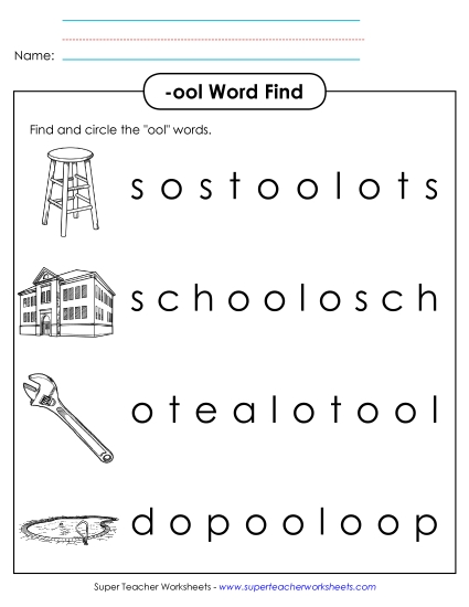 Worksheets - Circle the Words (-ool)