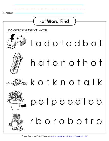 Worksheets - Circle the Words (-ot)