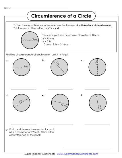 Circumference and Area (Intermediate) - Circumference of a Circle 1