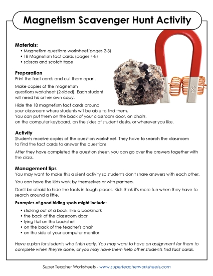 Magnetism Worksheets & Activities - Classroom Scavenger Hunt: Magnetism Magnetism Worksheets & Activities - Classroom Scavenger Hunt: Magnetism