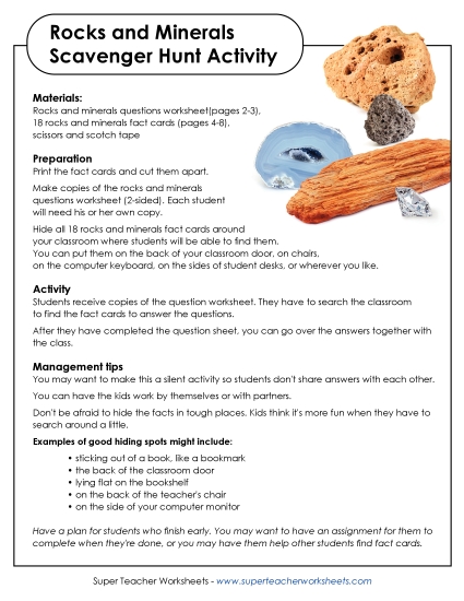 Rocks and Minerals - Classroom Scavenger Hunt: Rocks and Minerals Rocks and Minerals - Classroom Scavenger Hunt: Rocks and Minerals