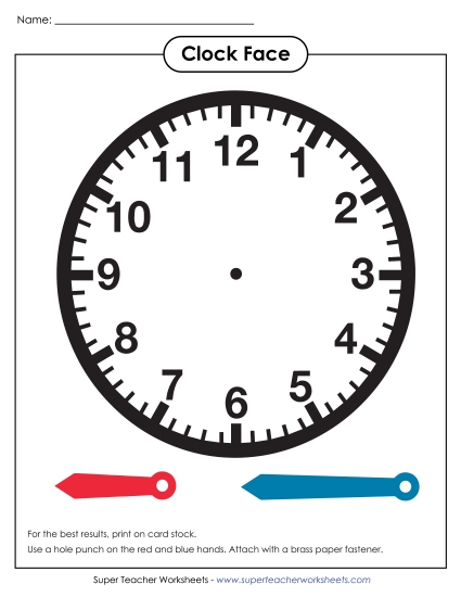 Cut-Out Clocks & Blank Clock Face Templates - Clock - Cut out And Attach Hands Cut-Out Clocks & Blank Clock Face Templates - Clock - Cut out And Attach Hands