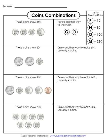 Coins Only (No Bills) - Coin Combinations