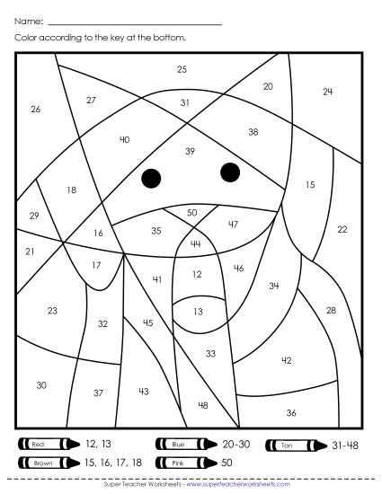 Year-Round - Color-by-Number: Cat or Dog (Numbers to 50) Year-Round - Color-by-Number: Cat or Dog (Numbers to 50)