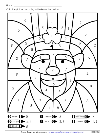 More St. Patrick's Day Math - Color-by-Number - Leprechaun More St. Patrick's Day Math - Color-by-Number - Leprechaun