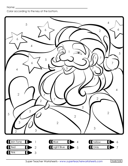 Color-by-Number - Color-by-Number Picture: Santa Color-by-Number - Color-by-Number Picture: Santa