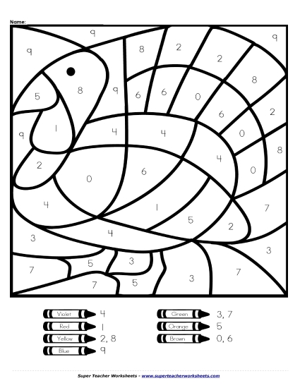 Color-by-Number (up to 10) - Color-by-Number - Turkey Color-by-Number (up to 10) - Color-by-Number - Turkey