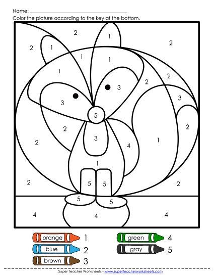 Color-by-Number (up to 10) - Color-by-Numbers - Fox