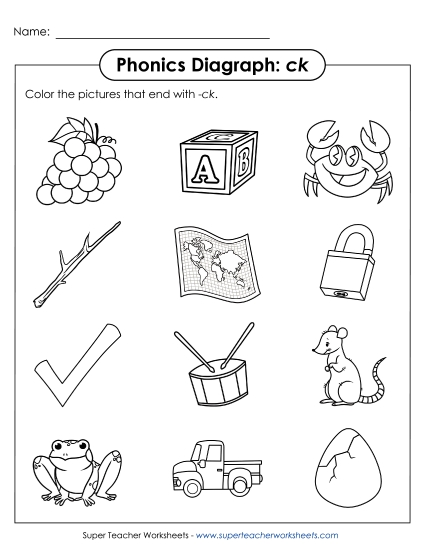 Worksheets - Color /ck/ Pictures