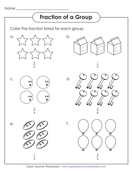 Fraction of a Group Worksheets - Color Fractions of a Set (Very Basic) Fraction of a Group Worksheets - Color Fractions of a Set (Very Basic)