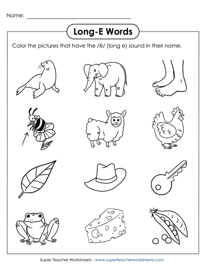Worksheets - Color Long E Pictures