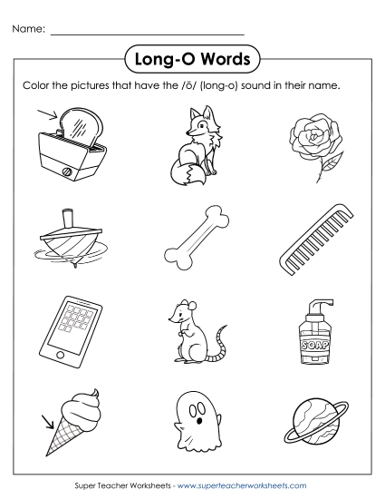 Worksheets - Color Long O Pictures Worksheets - Color Long O Pictures