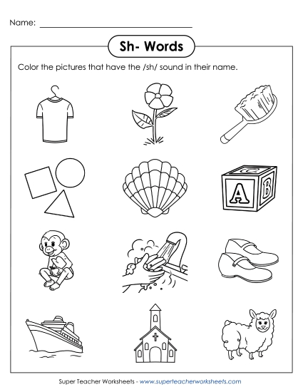 Worksheets - Color SH Pictures