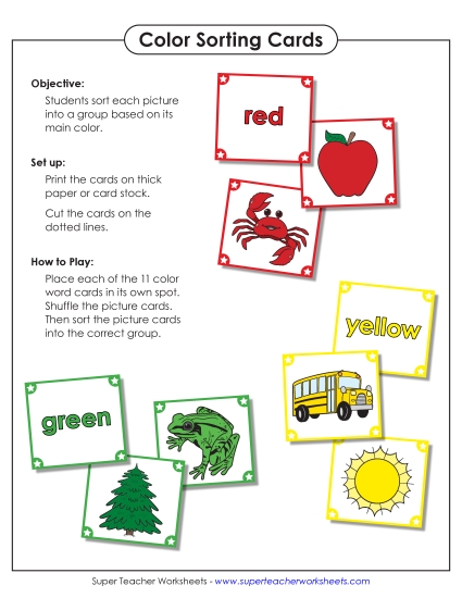 Multiple Colors - Color Sorting Cards (Cartoons)