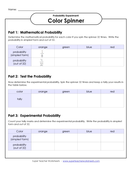 Color Spinner Experiment (Intermediate) Color Spinner Experiment (Intermediate)