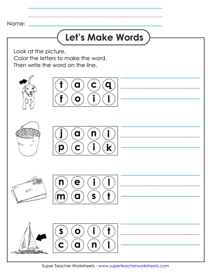 Worksheets - Color the Letters & Write (-ail) Worksheets - Color the Letters & Write (-ail)