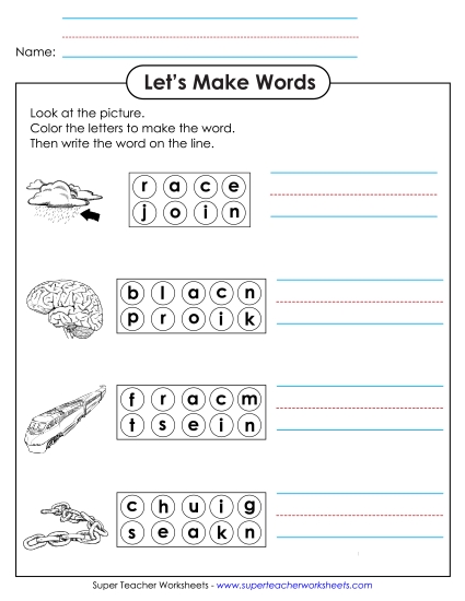Worksheets - Color the Letters & Write (-ain) Worksheets - Color the Letters & Write (-ain)