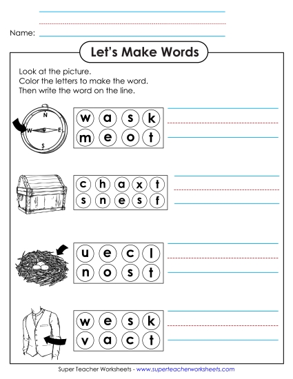 Worksheets - Color the Letters & Write (-est) Worksheets - Color the Letters & Write (-est)